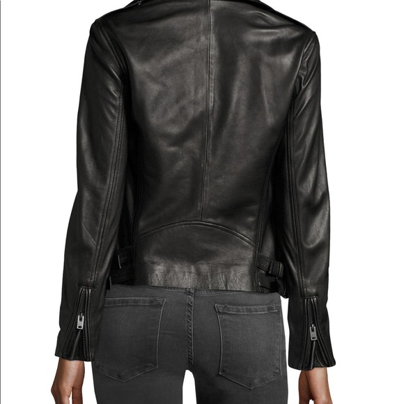 IRO Han Black Lambskin Leather Zip Moto Jacket